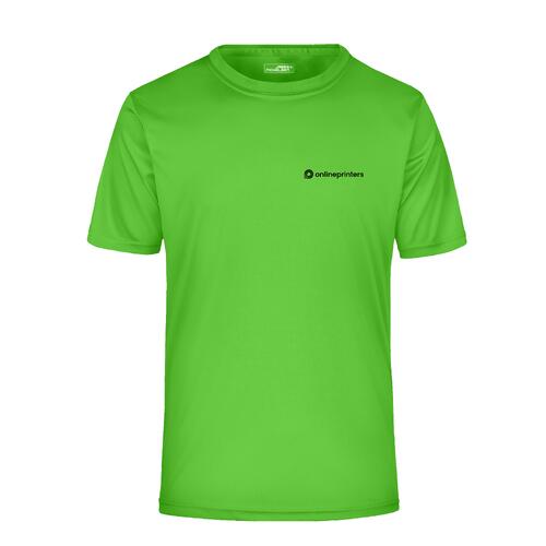 T-shirt in poliestere verde mela con maniche corte.