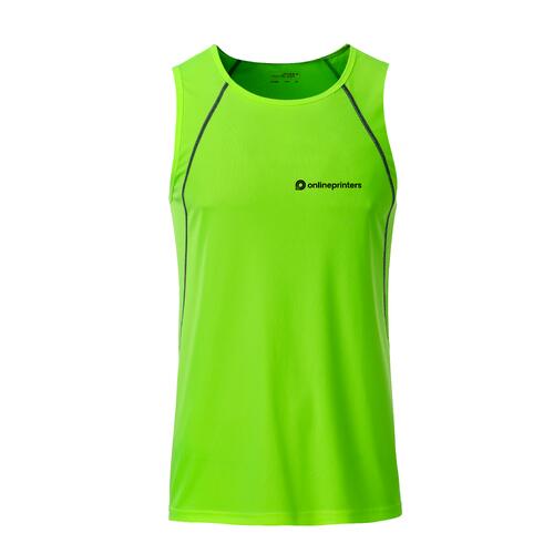 Canotta sportiva da uomo in poliestere verde neon.