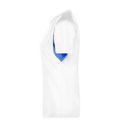 T-shirt funzionale da donna bianca/blu in poliestere.