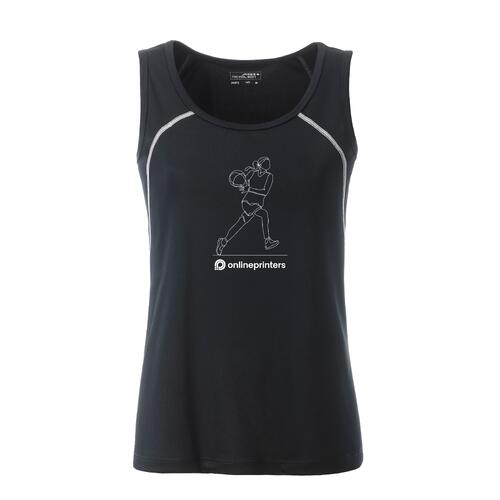 Canotta da donna in poliestere bianco e nero.