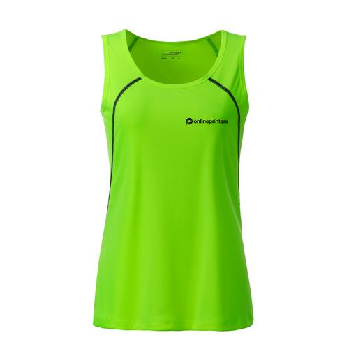 Canotta sportiva da donna in poliestere verde neon.