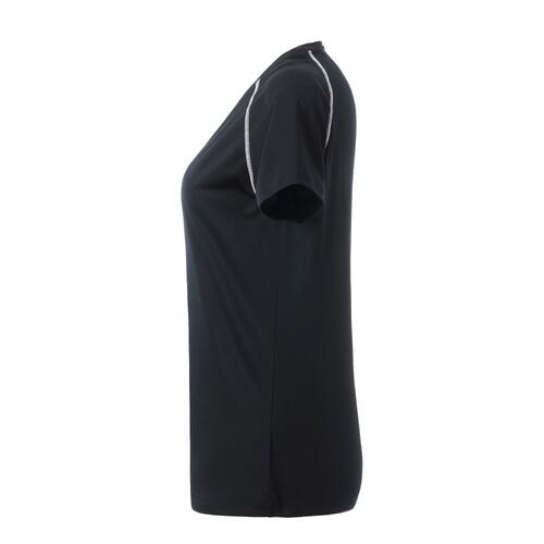 T-shirt da donna in poliestere bianco e nero.
