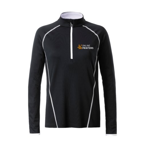 Maglia sportiva a maniche lunghe con zip per donna.