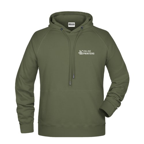 Felpa verde in tessuto con cappuccio e coulisse da uomo.