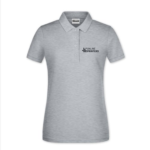 Polo da donna in cotone grigio mélange con abbottonatura.
