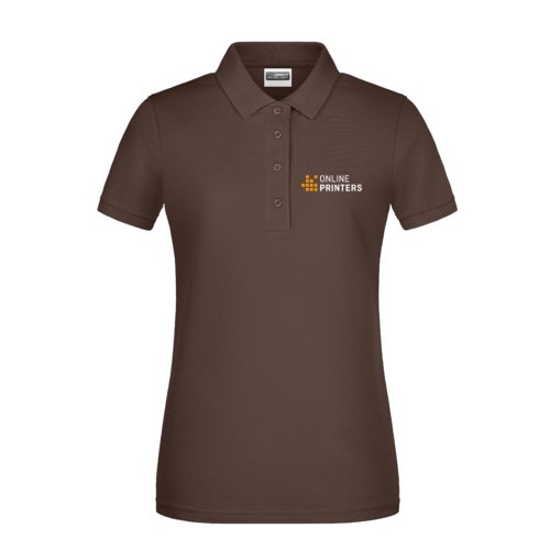Polo marrone in cotone da donna con abbottonatura corta.