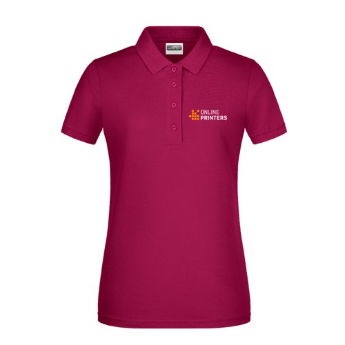 Polo da donna in cotone bordeaux con abbottonatura corta.