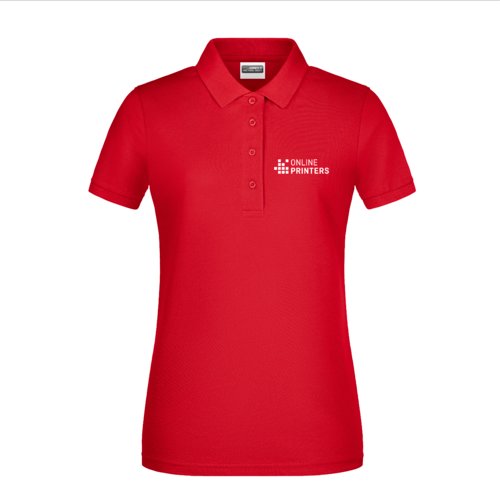 Polo da donna rosso in cotone a maniche corte.
