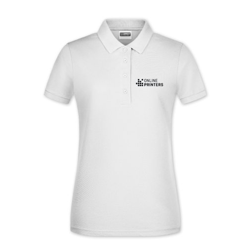 Polo bianca in cotone da donna con abbottonatura.