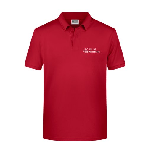 Polo rosso in cotone da uomo con abbottonatura corta.