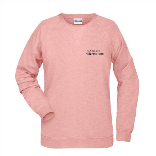Felpa da donna rosa mélange in misto cotone-poliestere.