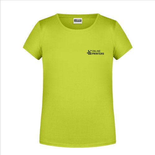 T-shirt in cotone giallo neon da ragazza a maniche corte.