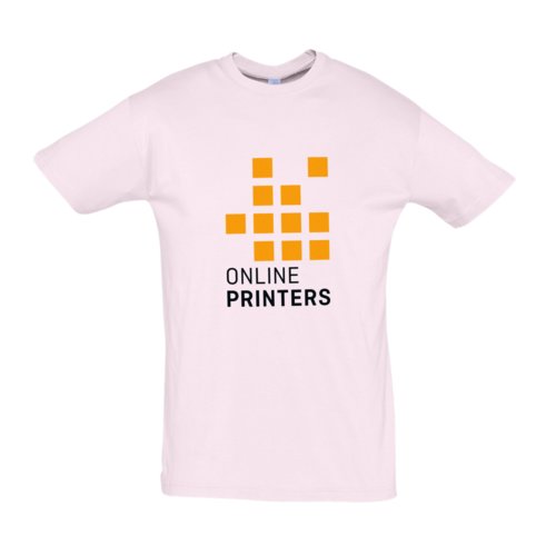 T-shirt rosa chiaro in cotone a maniche corte, taglio unisex.