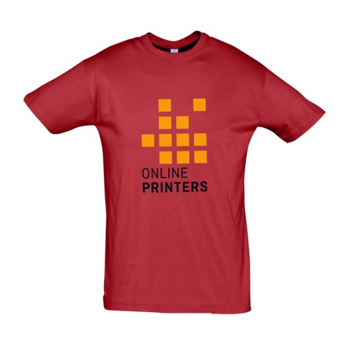 T-shirt rossa in cotone, unisex, a maniche corte.