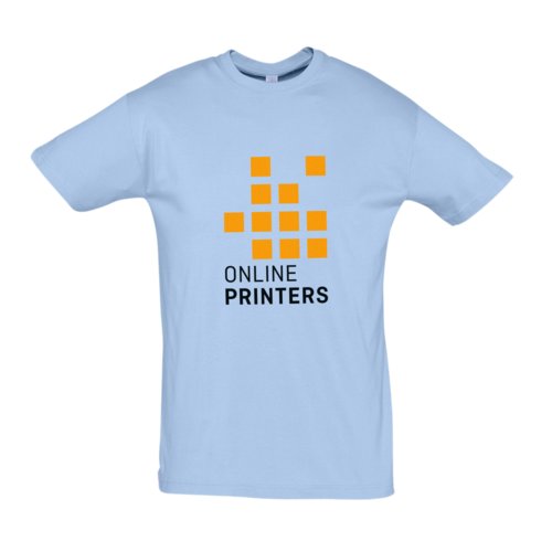 T-shirt unisex in cotone azzurro cielo a maniche corte.