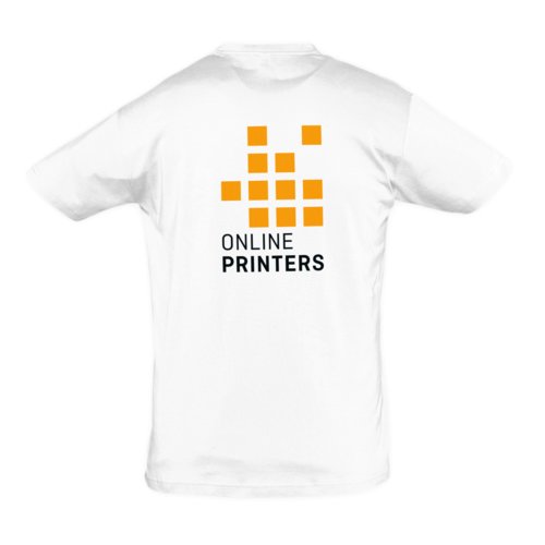 T-shirt bianca unisex in cotone a maniche corte.
