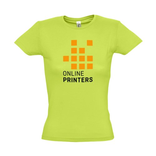 T-shirt da donna in cotone verde mela a maniche corte.
