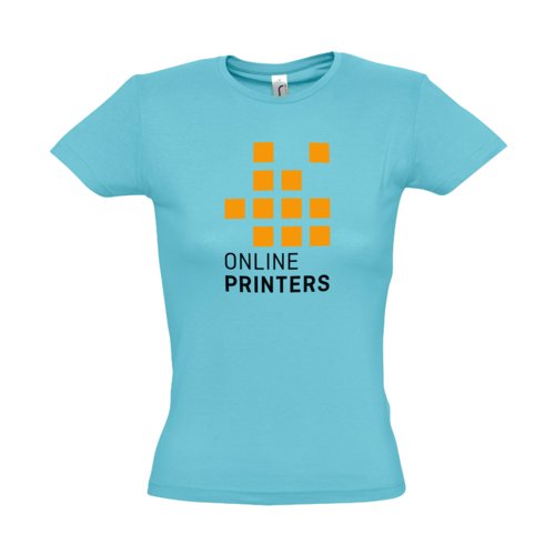 T-shirt da donna in cotone blu atollo con maniche corte.