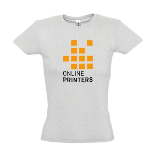 T-shirt grigia in cotone da donna a maniche corte.