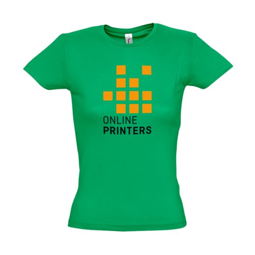 T-shirt verde in cotone con maniche corte e collo rotondo.