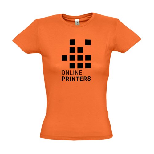 T-shirt arancione in cotone da donna a maniche corte.