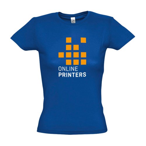 T-shirt da donna blu royal in cotone a maniche corte.