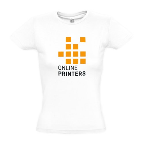 T-shirt bianca in cotone da donna a maniche corte.