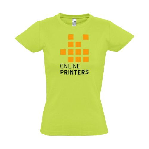 T-shirt da donna in cotone verde mela con maniche corte.