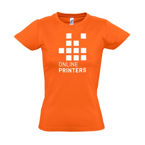 T-shirt da donna arancione in cotone con maniche corte.