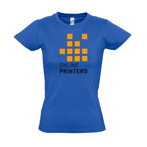T-shirt da donna in cotone blu royal con maniche corte.