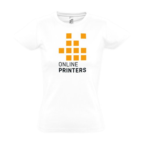 T-shirt bianca in cotone da donna a maniche corte.