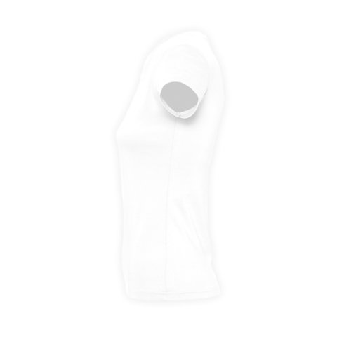 T-shirt bianca da donna in cotone con maniche corte.