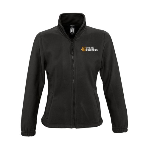 Giacca in pile di poliestere nera con zip integrale.