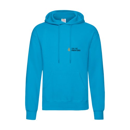 Felpa con cappuccio azzurra in cotone-poliestere da uomo con cappuccio e tasca a marsupio.