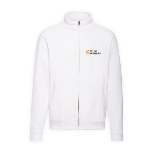 Giacca felpa bianca in misto cotone con zip integrale.