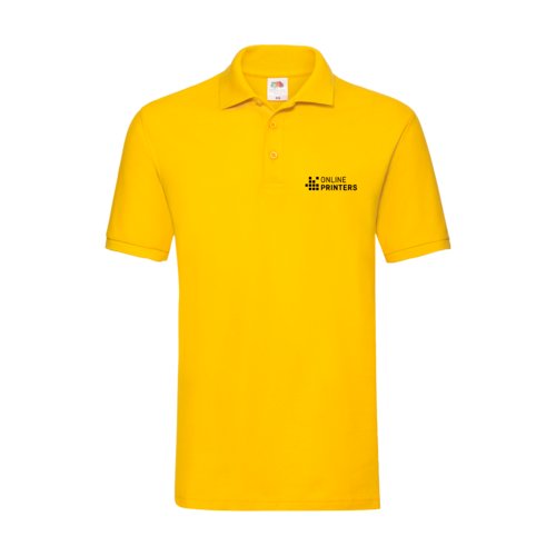 Polo da uomo gialla in cotone con abbottonatura corta.