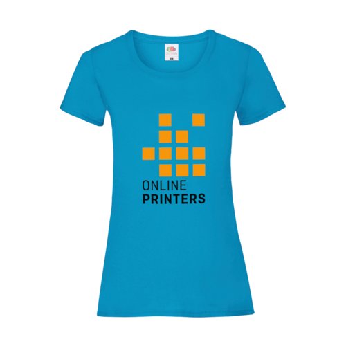 T-shirt da donna azzurra in cotone a maniche corte.