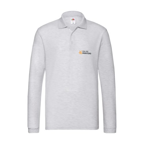 Polo in cotone grigio cenere a maniche lunghe con abbottonatura.