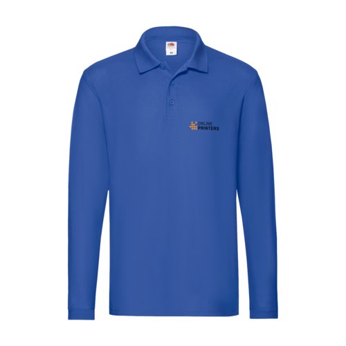 Polo a maniche lunghe blu reale in cotone con abbottonatura.