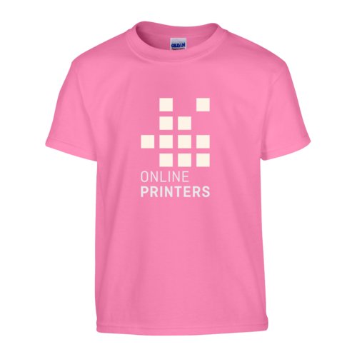 T-shirt rosa in cotone con maniche corte e scollo rotondo.