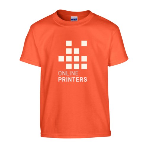 T-shirt arancione in cotone, taglio unisex, con maniche corte.