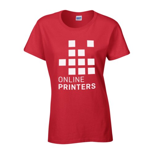 T-shirt rossa in cotone da donna a maniche corte.