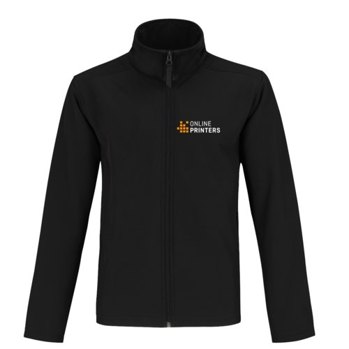 Giacca softshell nera in misto poliestere-elastan con zip integrale.
