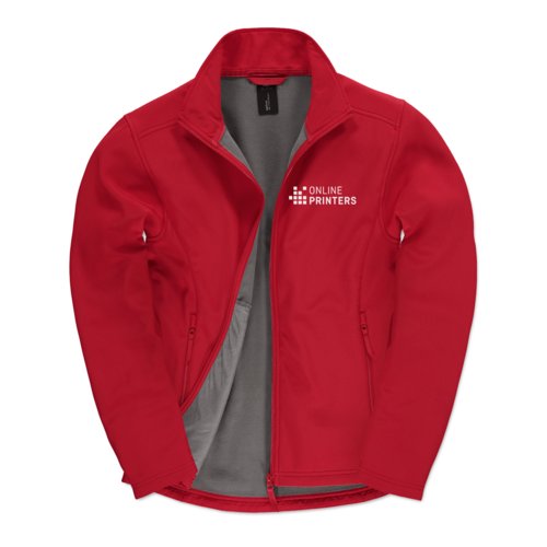 Giacca softshell rossa in poliestere ed elastan da uomo con cerniera.