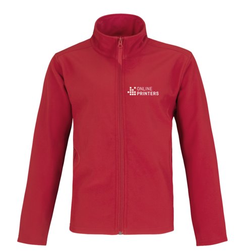 Giacca softshell rossa in poliestere ed elastan con zip integrale.