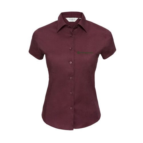 Camicetta bordeaux in misto cotone a maniche corte.