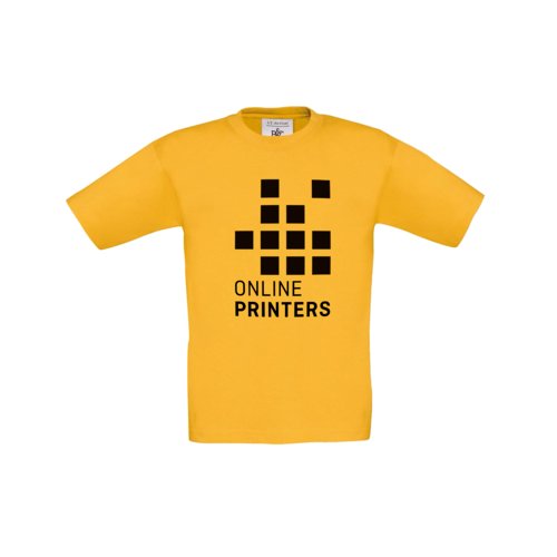 T-shirt in cotone giallo dorato per bambini a maniche corte.