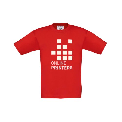 T-shirt rossa in cotone per bambini a maniche corte.