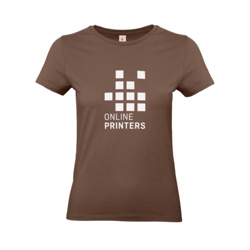 T-shirt marrone da donna in cotone a maniche corte.