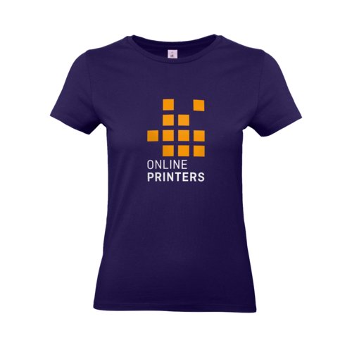 T-shirt da donna in cotone viola scuro con maniche corte.